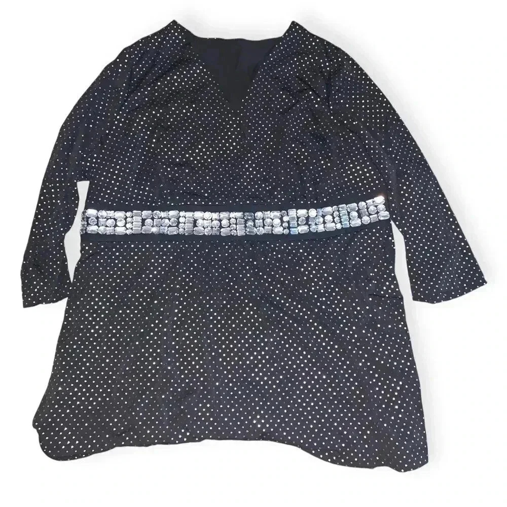 Vintage y2k rhinestone babydoll blouse